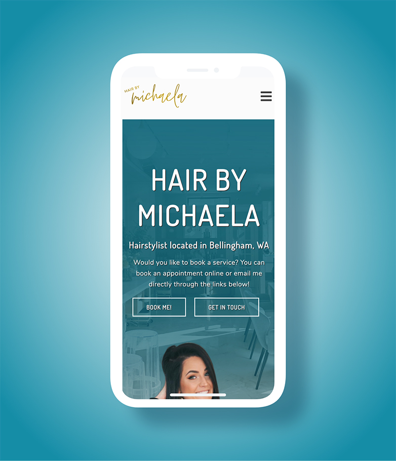 A snapshot of the mobile version of Michaela's website